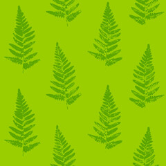 Seamless pattern with fern leaves paint prints on color background 2
