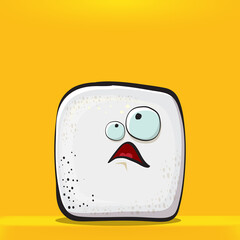 Vector Cartoon sugar cartoon characters isolated on orange background. funky sweet sugar cube character with eyes and mouth. funky food character