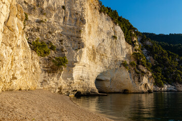 sandstone cliffs  at the coast at sunset