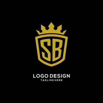 Initial SB logo shield crown style, luxury elegant monogram logo design