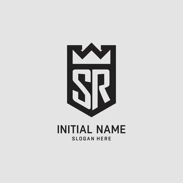 Initial SR logo shield shape, creative esport logo design