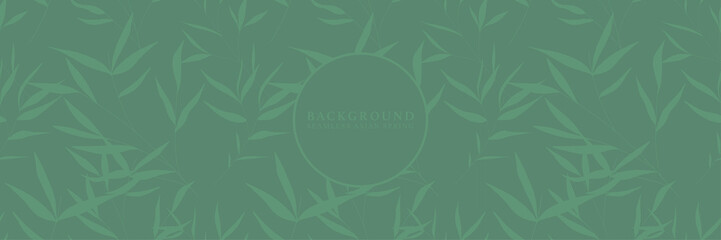 Japanese seamless pattern with bamboo leaves. Vector tropical spa texture background.