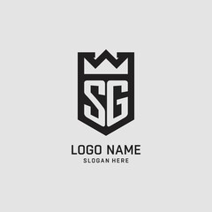 Initial SG logo shield shape, creative esport logo design © miftachu