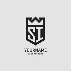 Initial SI logo shield shape, creative esport logo design