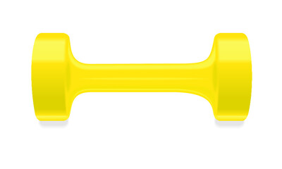 Yellow dumbbells isolated on a white background