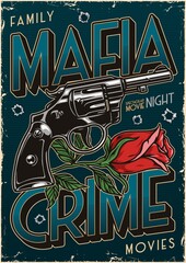 Revolver and rose vintage poster