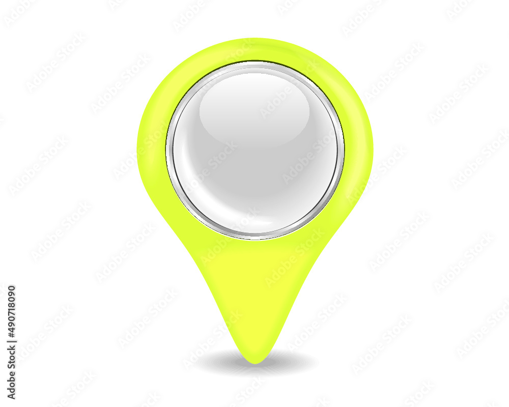 Poster yellow map pointer icon isolated on a white background