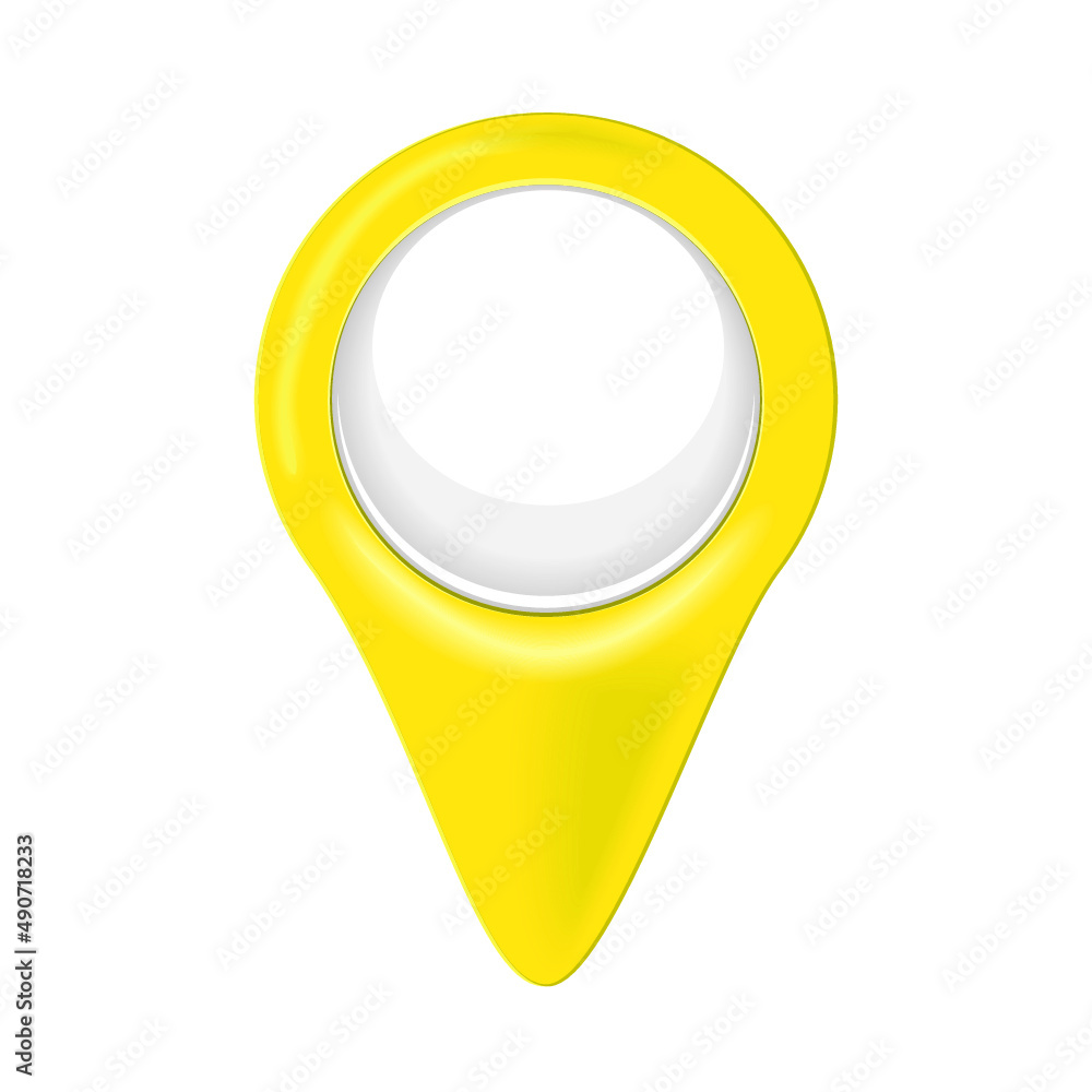 Poster yellow map pointer isolated on a white background