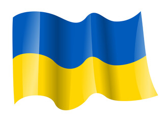 waving Ukrainian flag isolated on white background, vector illustration
