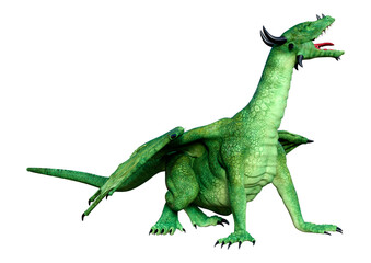 3D Rendering Fairy Tale Dragon on White