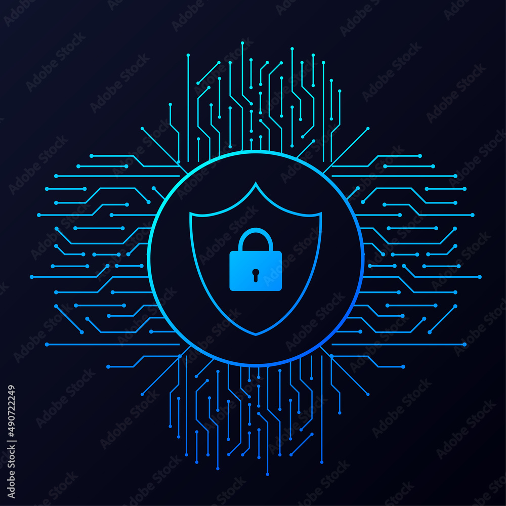 Poster abstract banner. cyber security in 3d style. communication technology. database system