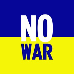 No war inscription on the ukrainian flag background. Vector illustration
