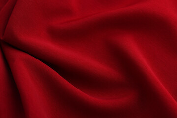Fototapeta na wymiar Smooth elegant red satin silk background. Copy space for text anniversary christmas background