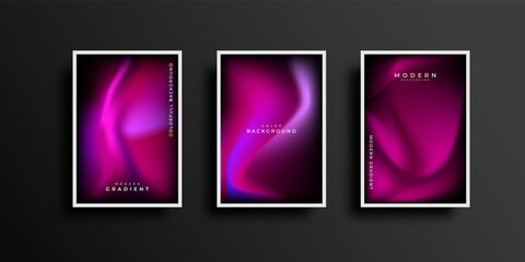 Set of covers design with vibrant gradient background templates. Colorful modern gradient template collection