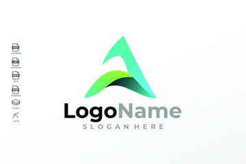 Modern Gradient Letter A, Triangle Logo Design Template Vector