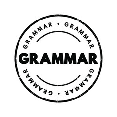 Grammar text stamp, concept background