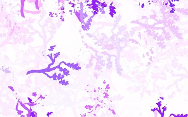 Light Purple vector doodle texture with leaves, branches.
