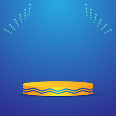 realistic podium or stage in orange and blue color. vector illustration