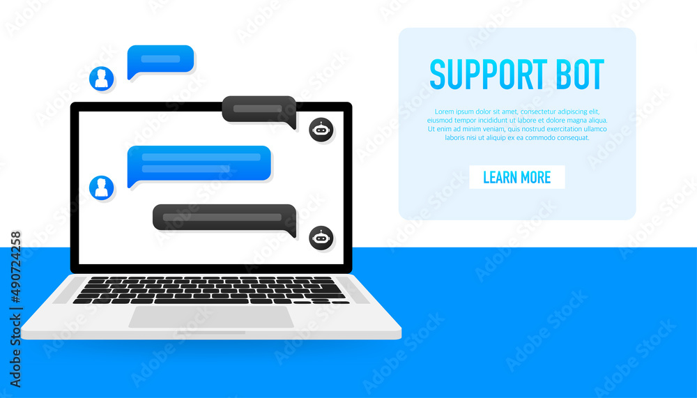Poster chatbot icon concept, chat bot or chatterbot. robot virtual assistance of website or mobile applicat