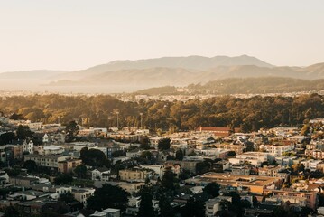 Evening view from the overlook at Tank Hill Park, in San Francisco, California