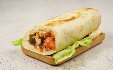 chicken wrap sandwich with salad