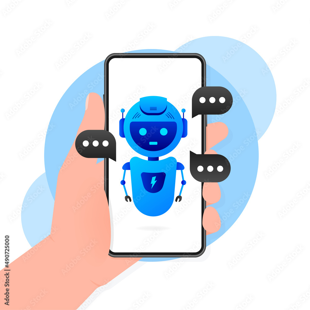 Poster chatbot icon concept, chat bot or chatterbot. robot virtual assistance of website or mobile applicat