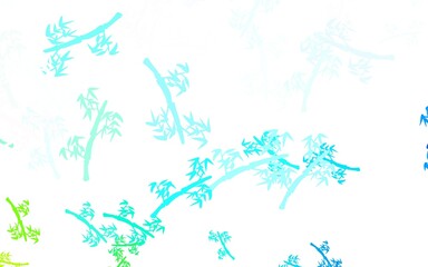Light Blue, Green vector doodle background with branches.