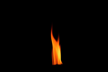 Close up burning flames on black background for graphic design or wallpaper