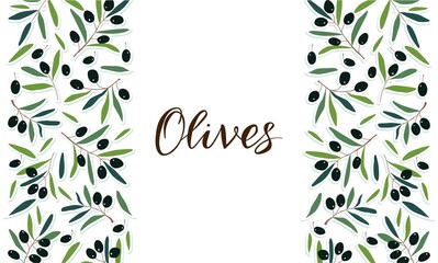 Frame of two side stripes with olives.