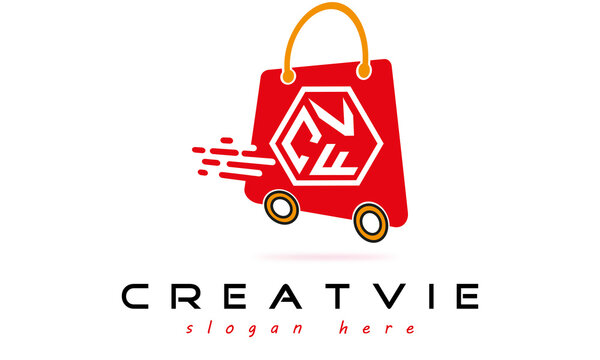 CVF three letter monogram type eCommerce creative initials letter logo design vector template.