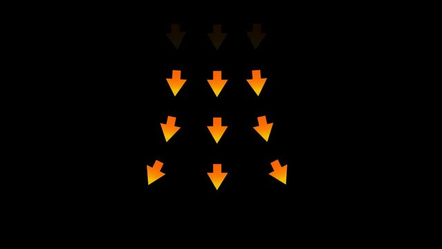 Heating orange arrow wind flow down, alpha channel