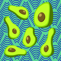 poster with avocado on a bright background