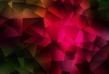 Dark Green, Red vector triangle mosaic background.