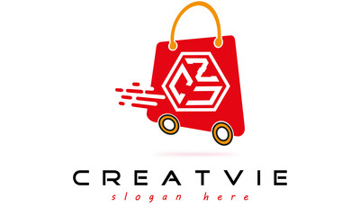 CZU three letter monogram type eCommerce creative initials letter logo design vector template. - obrazy, fototapety, plakaty