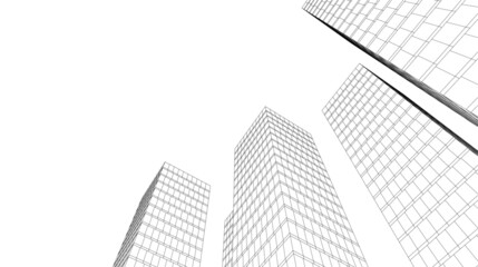 Fototapeta premium Architecture building linear 3d illustration 