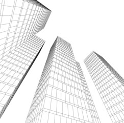 Architecture building linear 3d illustration 
