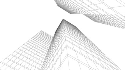 Fototapeta premium Architecture building linear 3d illustration 