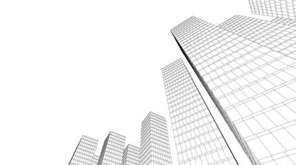 Fototapeta na wymiar Architecture building linear 3d illustration 