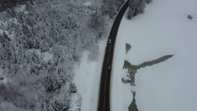 Landrover Following Snow Road 174 Lake Dingle Sweden 4K 30fps