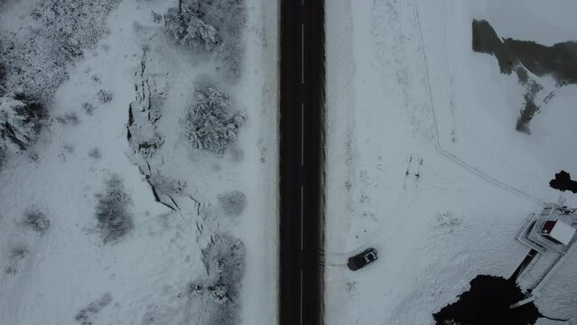 Landrover Driving off Snow Road 174 Lake Dingle Sweden 4K 30fps