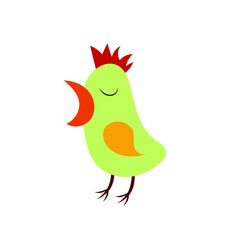 A funny bird icon, a little rooster cartoon