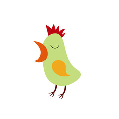 A funny bird icon, a little rooster cartoon