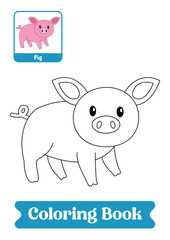 Pig animal coloring pages book