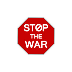 Red stop war sign. Icon on a white background. 