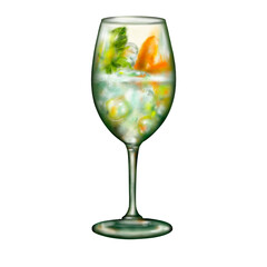Fruchtiger grüne Cocktail im Weinglas 