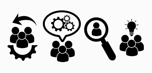 Human resources and management icons set. High quality black style vector icons