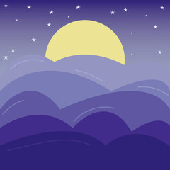 Fototapeta na wymiar illustration of night sky with stars and clouds