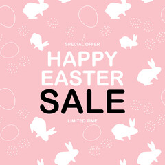 Happy Easter sale poster template. Template for advertising, easter flyer, greeting card. Illustration