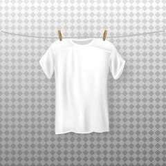 Illustration of a Dripping White T-shirt Hanging.