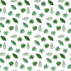 Fototapeta na wymiar Tropical Palm Leaves Seamless Pattern Background. Illustration